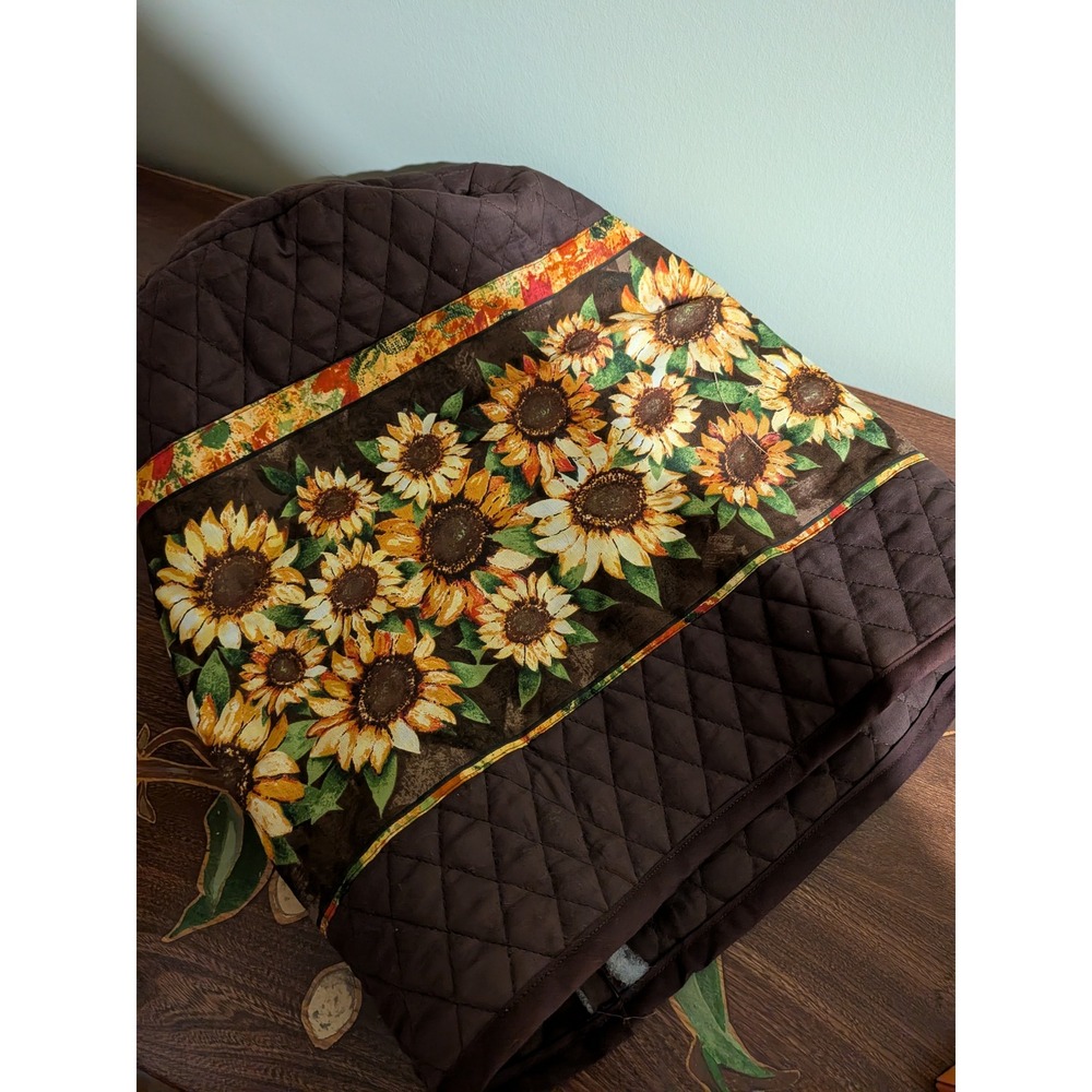 Handmade Quilted Sunflower Appliance Cover Brown Floral Kitchen Dust Guard